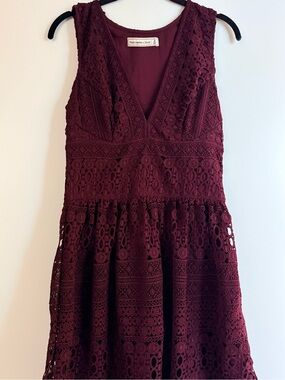 Abercrombie & Fitch Wine Lace V-Neck Dress